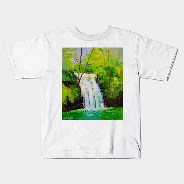 Mystical waterfall Kids T-Shirt by NataliaShchip